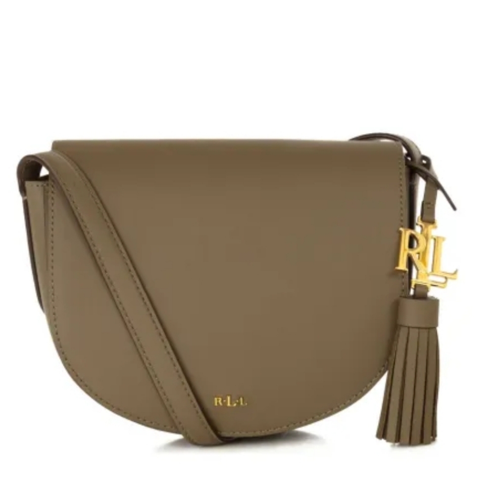 Lsuren Ralph Lauren Leather Mini Caley Saddle Bag Khaki Green - Picture 4 of 16